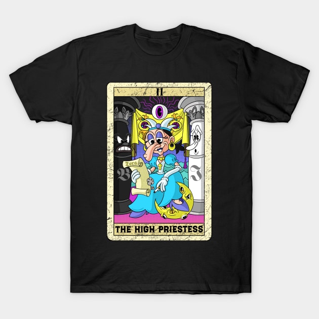 The High Priestess old timey cartoon II Tarot Card Papesse T-Shirt by Juandamurai